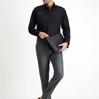 Siyah Uzun Kol Non Iron Saten Klasik Pamuklu Gömlek