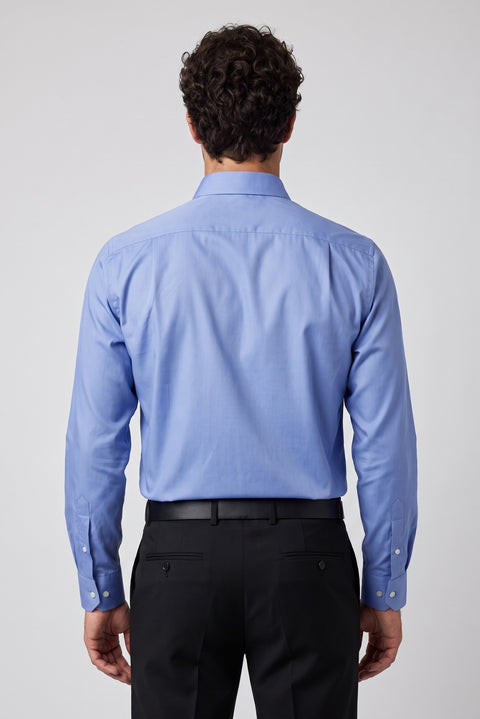 Açık Mavi Uzun Kol Non Iron Ütü Gerektirmeyen Saten Regular Fit Klasik Pamuklu Gömlek