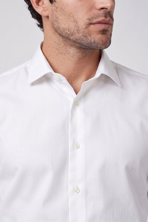 White Long Sleeve Non-Iron Sateen Regular Fit Classic Cotton Shirt