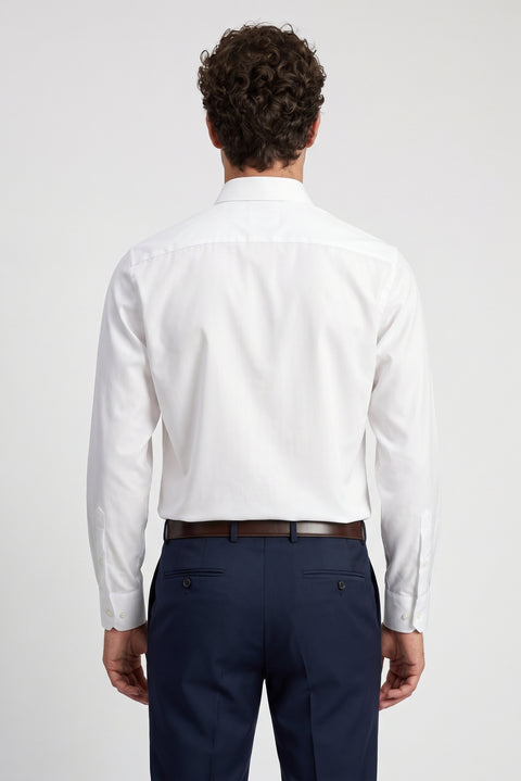 White Long Sleeve Non-Iron Sateen Regular Fit Classic Cotton Shirt
