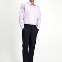 Lila Uzun Kol Non Iron Saten Klasik Pamuklu Gömlek