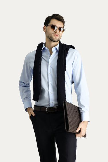 Uçuk Mavi Uzun Kol Regular Fit Non Iron Ütü Gerektirmeyen Pamuklu Gömlek