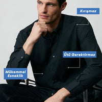 Black Long Sleeve Regular Fit Button-Down Collar Cotton Non-Iron Shirt