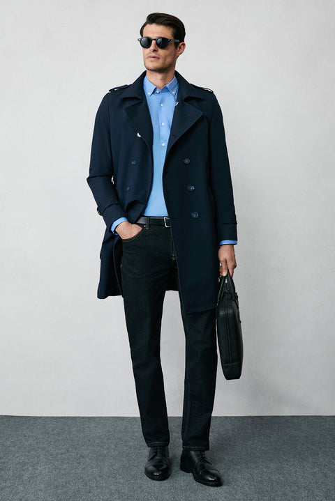 Aqua Blue Long Sleeve Regular Fit Button-Down Collar Cotton Non-Iron Shirt