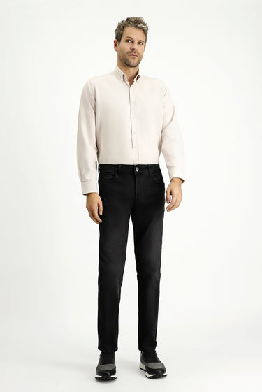 Orta Bej Uzun Kol Regular Fit Düğmeli Yaka Pamuklu Kolay Ütülenebilir 4 Mevsim Oxford Gömlek