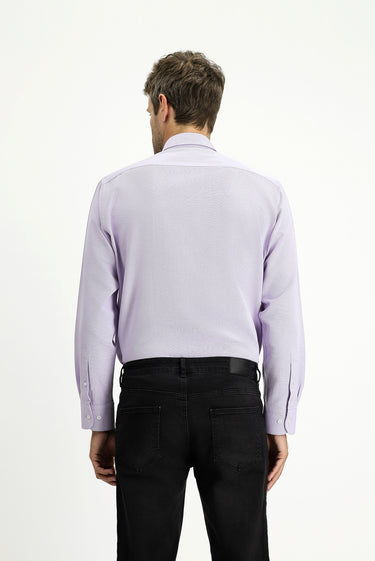 Lila Uzun Kol Regular Fit Düğmeli Yaka Pamuklu Kolay Ütülenebilir 4 Mevsim Oxford Gömlek