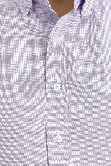 Lila Uzun Kol Regular Fit Düğmeli Yaka Oxford Pamuklu Kolay Ütülenebilir Gömlek