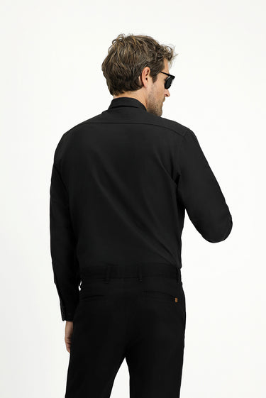 Siyah Uzun Kol Regular Fit Klasik Yaka Pamuklu Kolay Ütülenebilir 4 Mevsim Oxford Gömlek