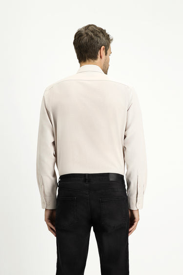 Orta Bej Uzun Kol Regular Fit Klasik Yaka Pamuklu Kolay Ütülenebilir 4 Mevsim Oxford Gömlek