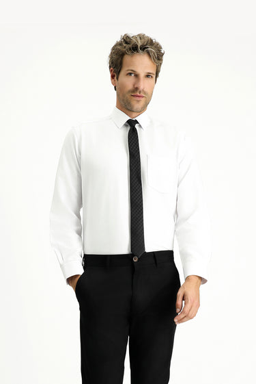 Beyaz Uzun Kol Regular Fit Klasik Yaka Pamuklu Kolay Ütülenebilir 4 Mevsim Oxford Gömlek