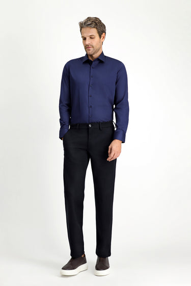 Koyu Lacivert Uzun Kol Slim Fit Dar Kesim Klasik Pamuk Gömlek