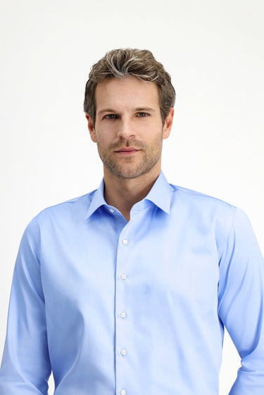 Açık Mavi Uzun Kol Slim Fit Dar Kesim Klasik Pamuk Gömlek