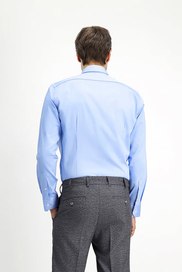 Açık Mavi Uzun Kol Slim Fit Dar Kesim Klasik Pamuk Gömlek