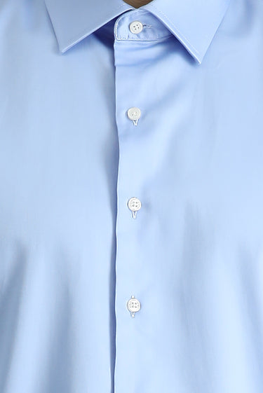 Açık Mavi Uzun Kol Slim Fit Dar Kesim Klasik Pamuk Gömlek