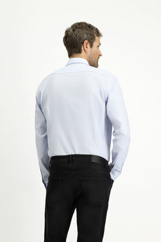Açık Mavi Uzun Kol Slim Fit Dar Kesim Pamuk 4 Mevsim Oxford Gömlek