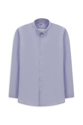 Lila Uzun Kol Slim Fit Dar Kesim Pamuk 4 Mevsim Oxford Gömlek