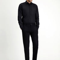 Black Long Sleeve Slim Fit Classic Non-Iron Satin Cotton Shirt