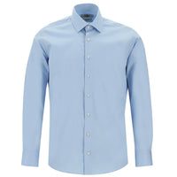 Light Blue Long Sleeve Slim Fit Classic Non-Iron Satin Cotton Shirt