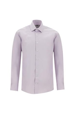 Lila Uzun Kol Slim Fit Dar Kesim Klasik Non Iron Saten Pamuklu Gömlek