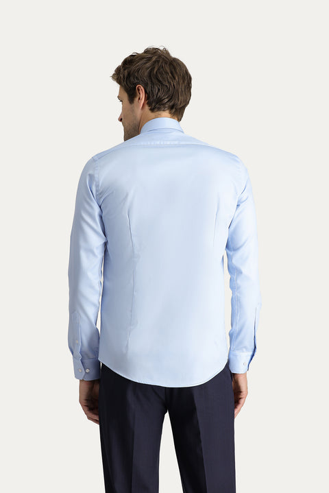 Uçuk Mavi Uzun Kol Slim Fit Dar Kesim Non Iron Klasik Pamuklu Gömlek