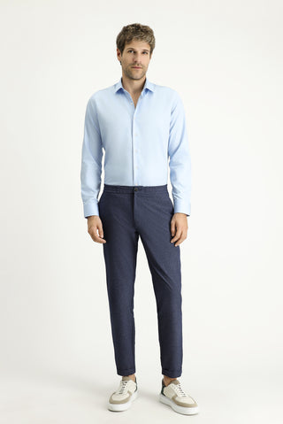 Uçuk Mavi Uzun Kol Slim Fit Dar Kesim Non Iron Klasik Pamuklu Gömlek