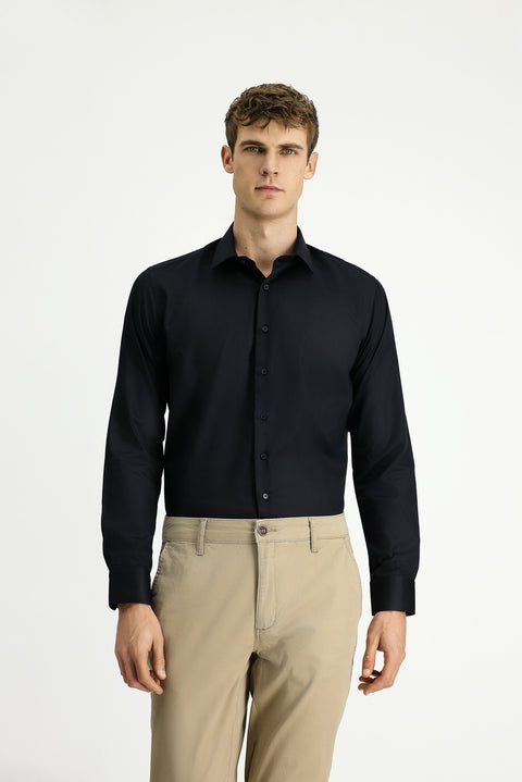 Black Long Sleeve Slim Fit Classic Non-Iron Cotton Shirt