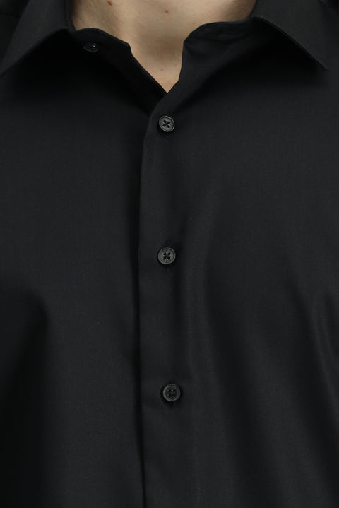 Black Long Sleeve Slim Fit Classic Non-Iron Cotton Shirt