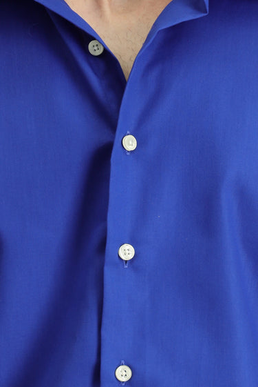 Saks Mavi Uzun Kol Slim Fit Dar Kesim Klasik Non Iron Pamuklu Gömlek