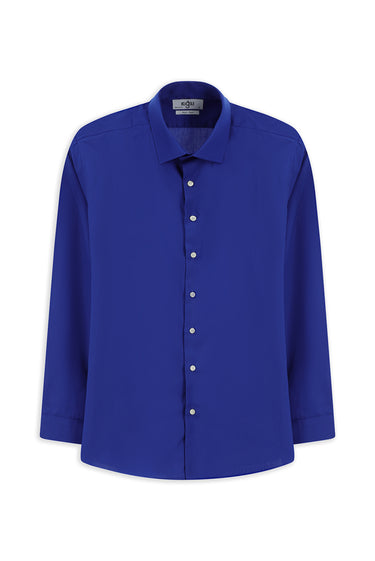 Saks Mavi Uzun Kol Slim Fit Dar Kesim Klasik Non Iron Pamuklu Gömlek