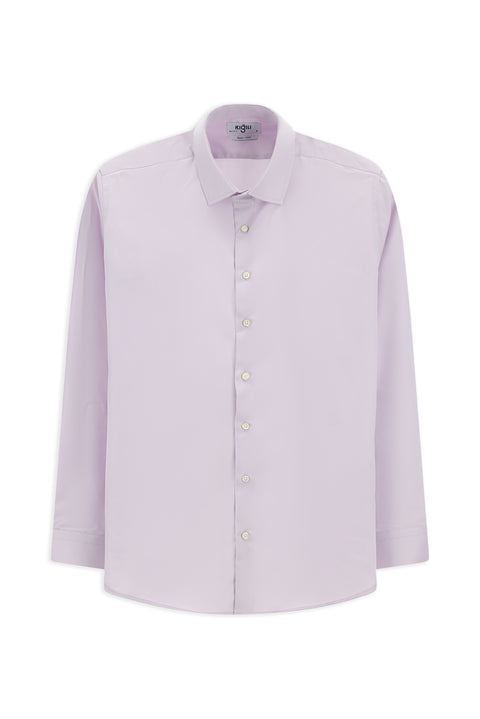 Lila Uzun Kol Slim Fit Dar Kesim Klasik Non Iron Pamuklu Gömlek