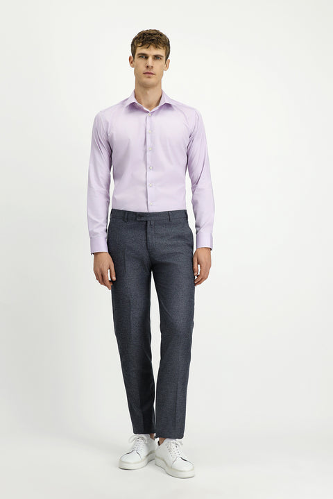 Lila Uzun Kol Slim Fit Dar Kesim Klasik Non Iron Pamuklu Gömlek