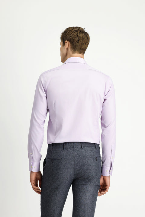 Lila Uzun Kol Slim Fit Dar Kesim Klasik Non Iron Pamuklu Gömlek