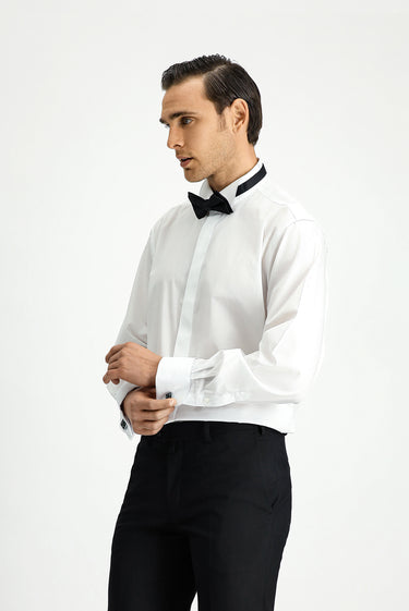 Beyaz Ata Yaka Klasik Pamuk Gömlek