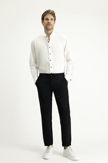 Beyaz Ata Yaka Klasik Pamuk Gömlek