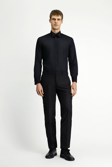 Siyah Uzun Kol Klasik Desenli Non Iron Pamuklu Gömlek