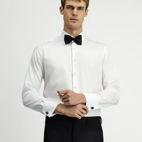 White Long-Sleeve Classic Patterned Non-Iron Cotton Shirt