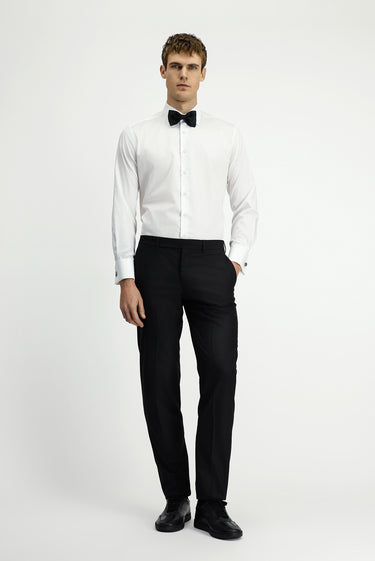 Beyaz Uzun Kol Klasik Desenli Non Iron Pamuklu Gömlek