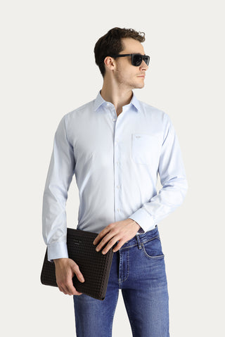 Açık Mavi Uzun Kol Klasik Non Iron Oxford Pamuklu Gömlek