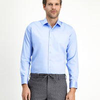 Açık Mavi Uzun Kol Slim Fit Dar Kesim Klasik Pamuk Gömlek
