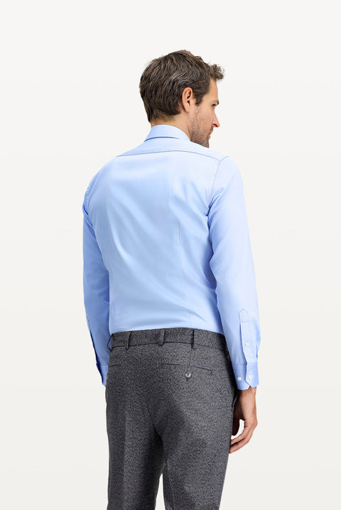 Light Blue Long Sleeve Slim Fit Classic Nano Care Water Repellent Stain Resistant 4 Seasons Cotton Shirt
