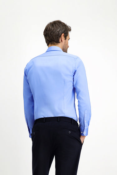 Koyu Mavi  Uzun Kol Slim Fit Dar Kesim Klasik Pamuk Gömlek