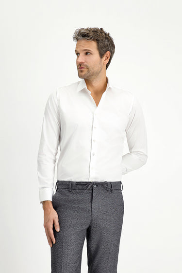 Beyaz Uzun Kol Slim Fit Dar Kesim Klasik Pamuk Gömlek