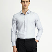 Orta Gri Uzun Kol Slim Fit Dar Kesim Pamuklu Non Iron Saten Klasik Gömlek