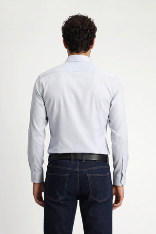 Orta Gri Uzun Kol Slim Fit Dar Kesim Pamuklu Non Iron Ütü Gerektirmeyen Saten Klasik Gömlek