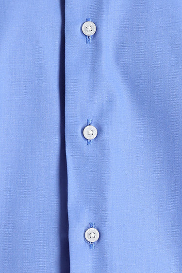 Aqua Mavisi Uzun Kol Slim Fit Dar Kesim Pamuklu Non Iron Saten Klasik Gömlek