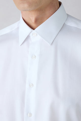 Beyaz Uzun Kol Slim Fit Dar Kesim Pamuklu Non Iron Ütü Gerektirmeyen Saten Klasik Gömlek