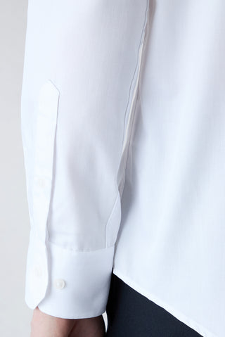 Beyaz Uzun Kol Slim Fit Dar Kesim Pamuklu Non Iron Ütü Gerektirmeyen Saten Klasik Gömlek