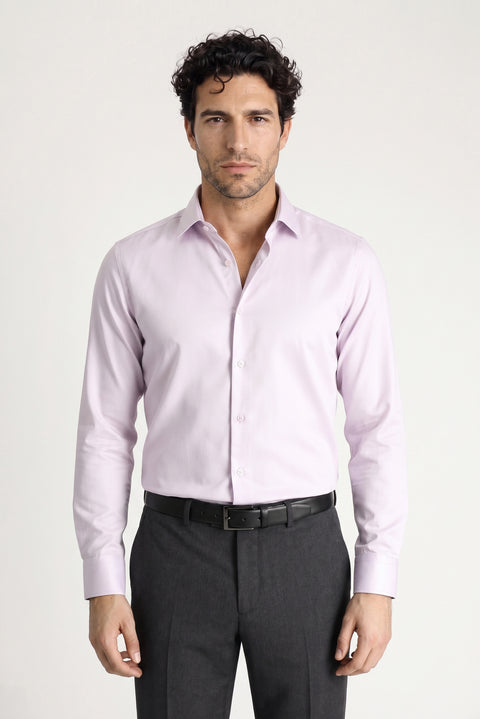 Lilac Long Sleeve Slim Fit Non-Iron Sateen Classic Shirt