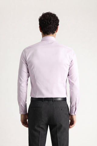 Lila Uzun Kol Slim Fit Dar Kesim Pamuklu Non Iron Ütü Gerektirmeyen Saten Klasik Gömlek