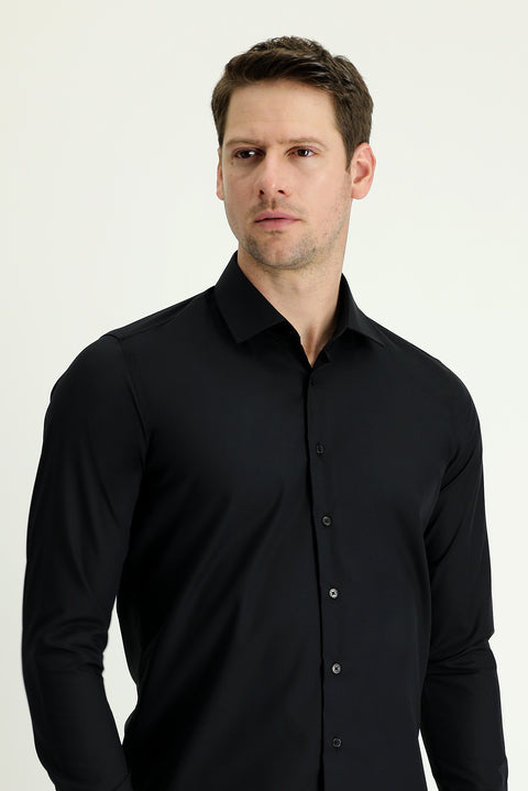 Black Long Sleeve Slim Fit Non-Iron Classic Cotton Shirt